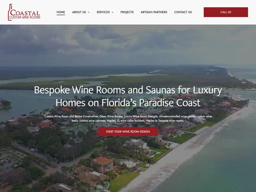 Coastal Custom Wine Rooms website