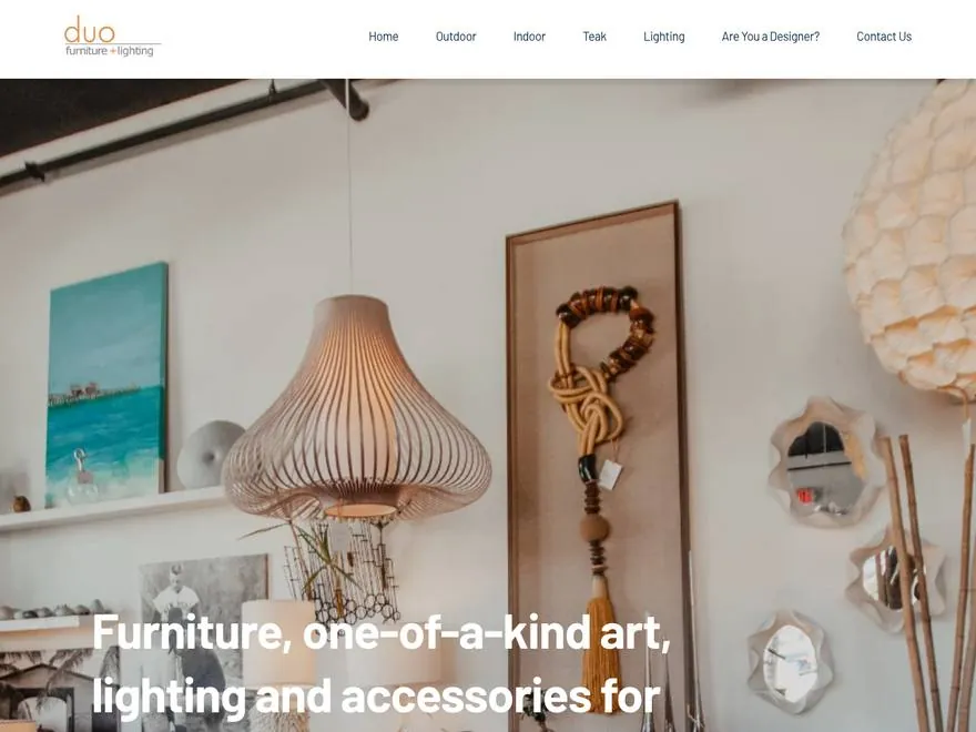 Duo Furniture & Lighting website built by Sparkler Digital