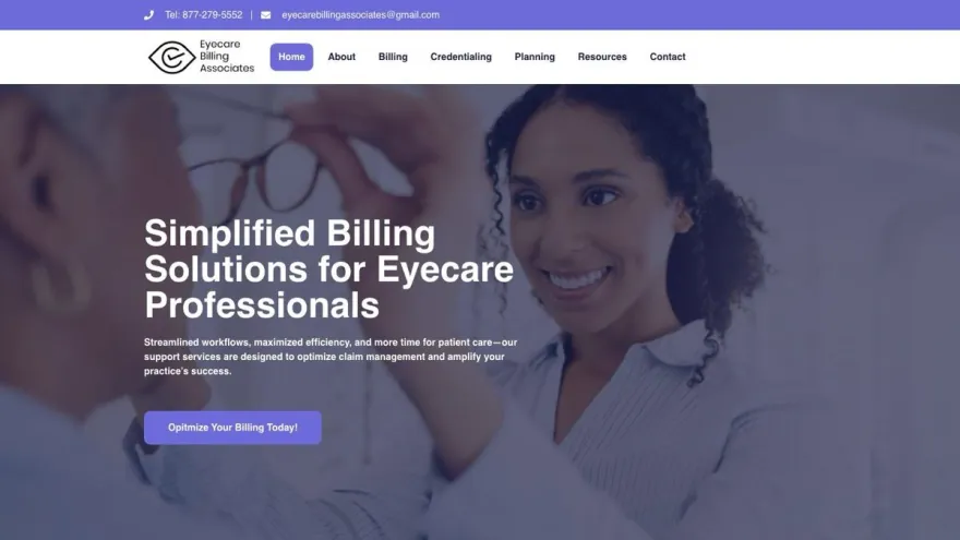 EyeBillers website built by Sparkler Digital