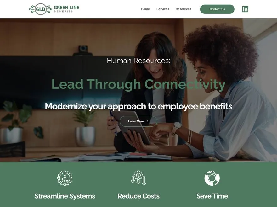 Green Line Benefits website built by Sparkler Digital