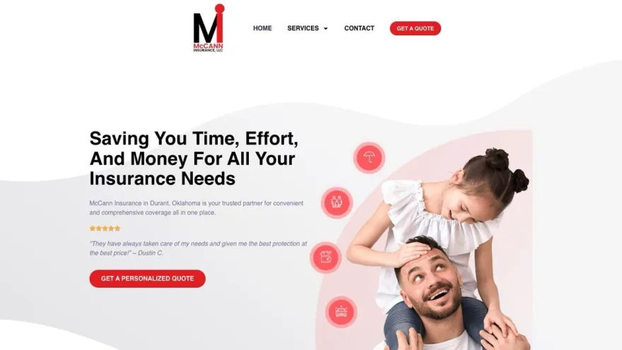 McCann Insurance website built by Sparkler Digital