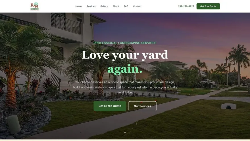 R&M Gardens and Landscaping website built by Sparkler Digital